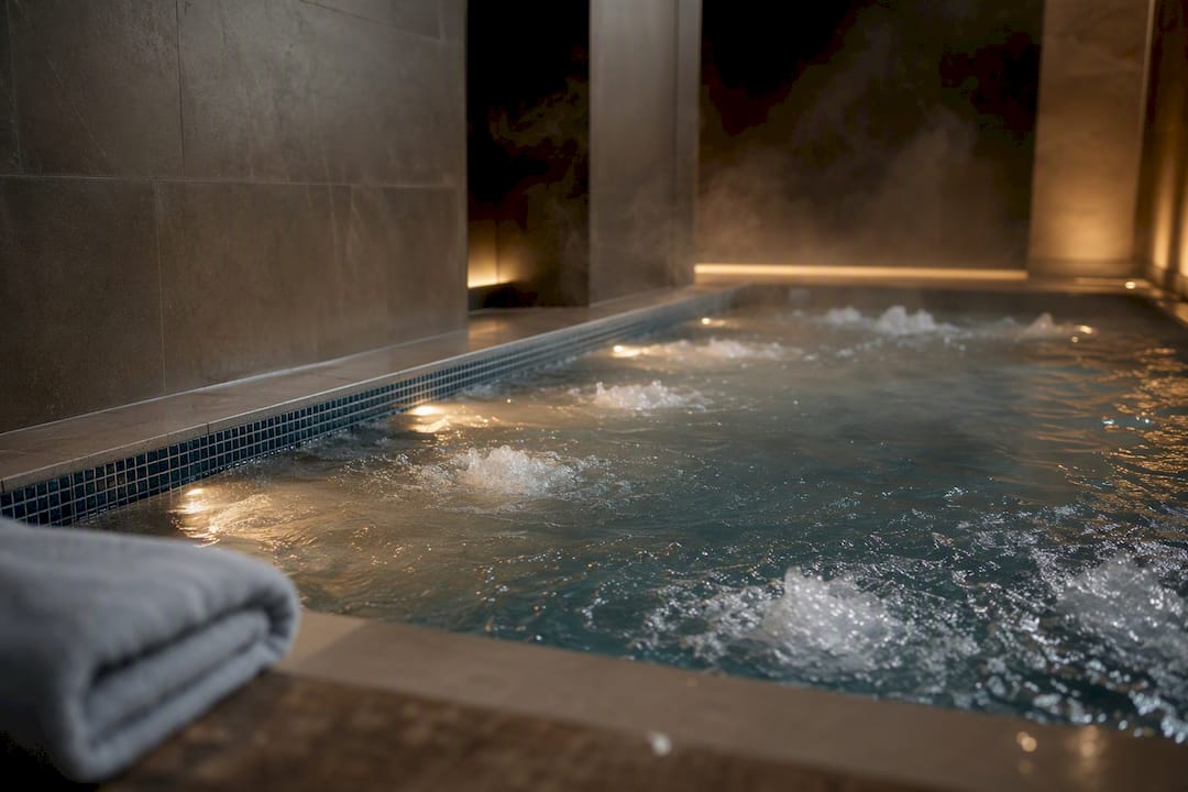 Hotel spa pool with bubbling jets