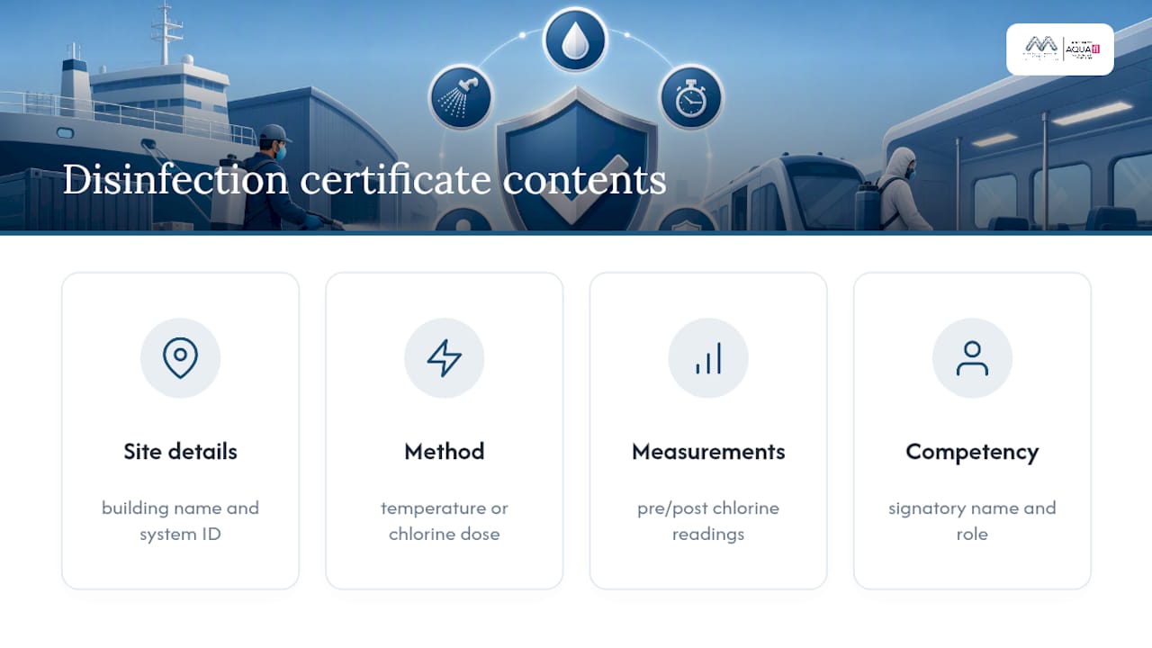 Four blocks of a valid disinfection certificate