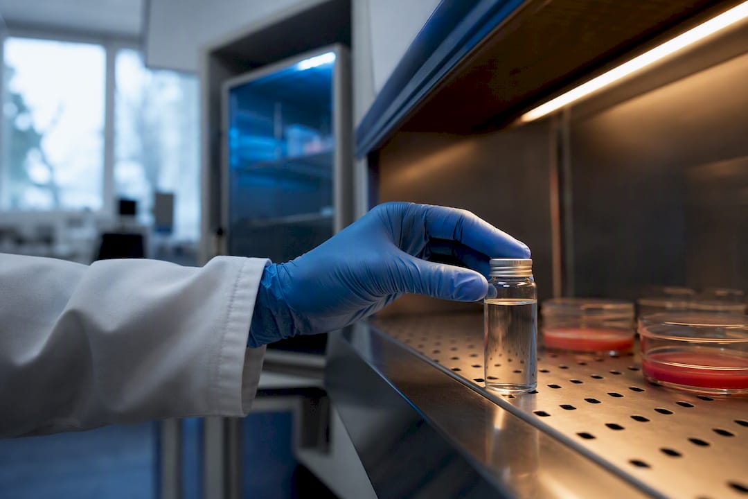 Technician preparing water sample for laboratory testing