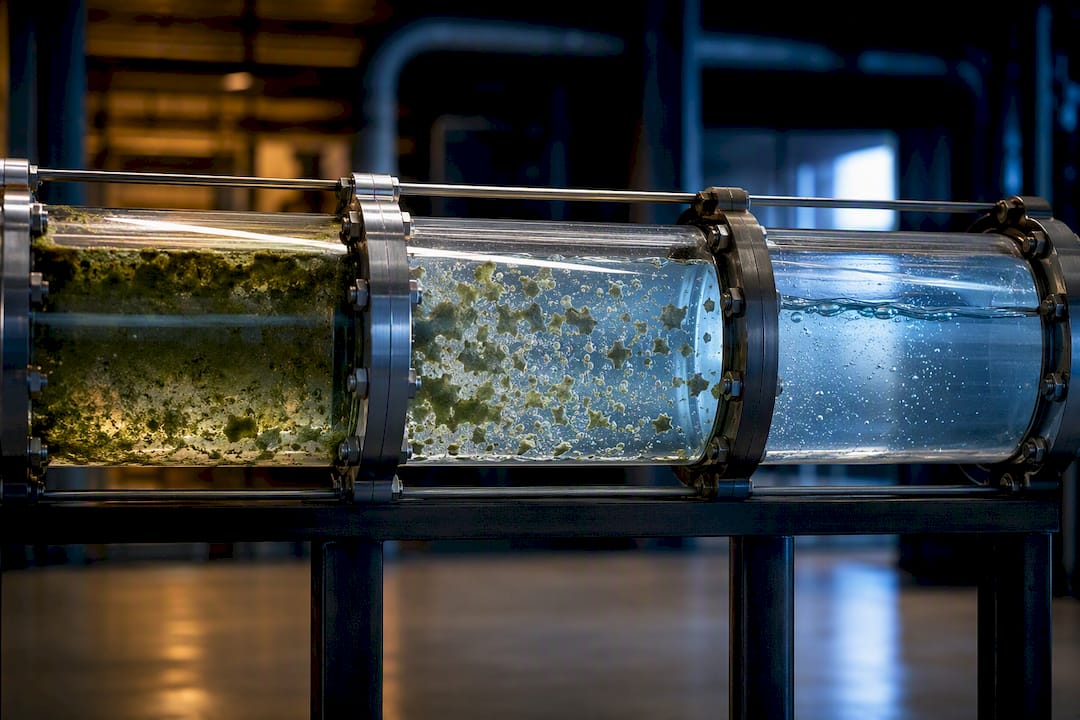 Three-stage industrial biofilm treatment process