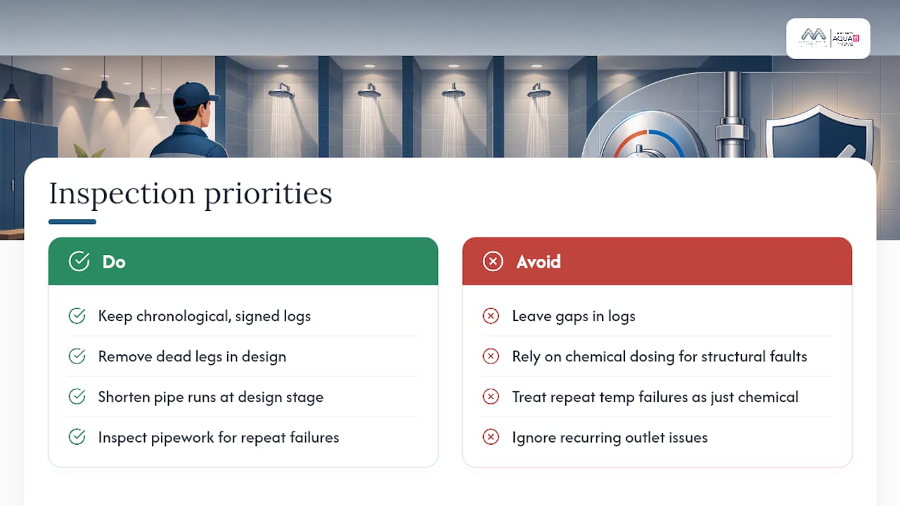 Common failures and design priorities from inspections — overview diagram