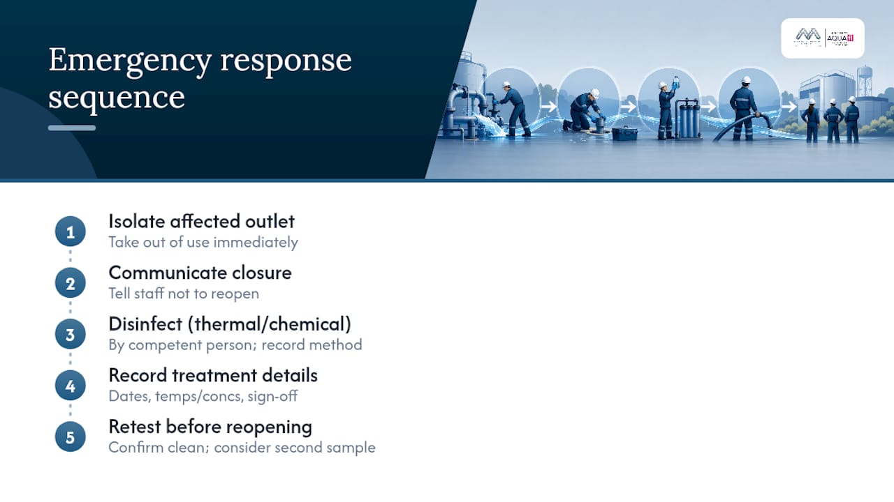 Emergency response sequence after contamination