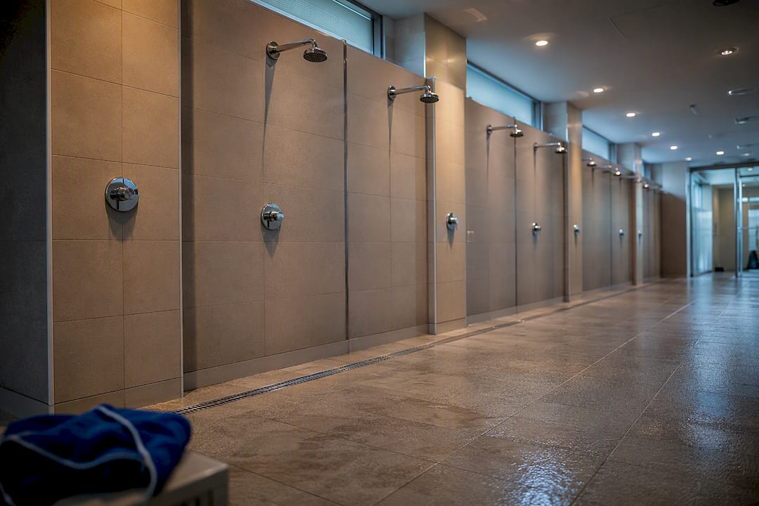 Clean sports centre shower block outlets