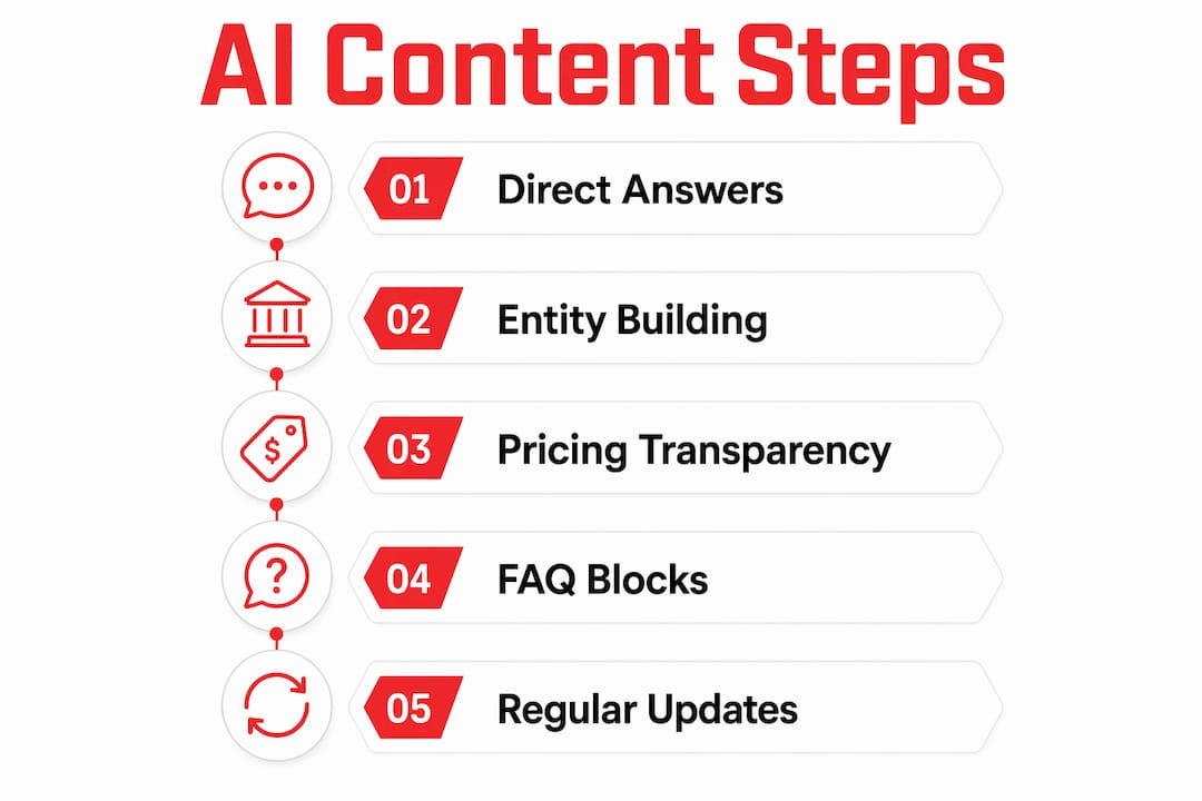 Infographic showing AI content structuring steps