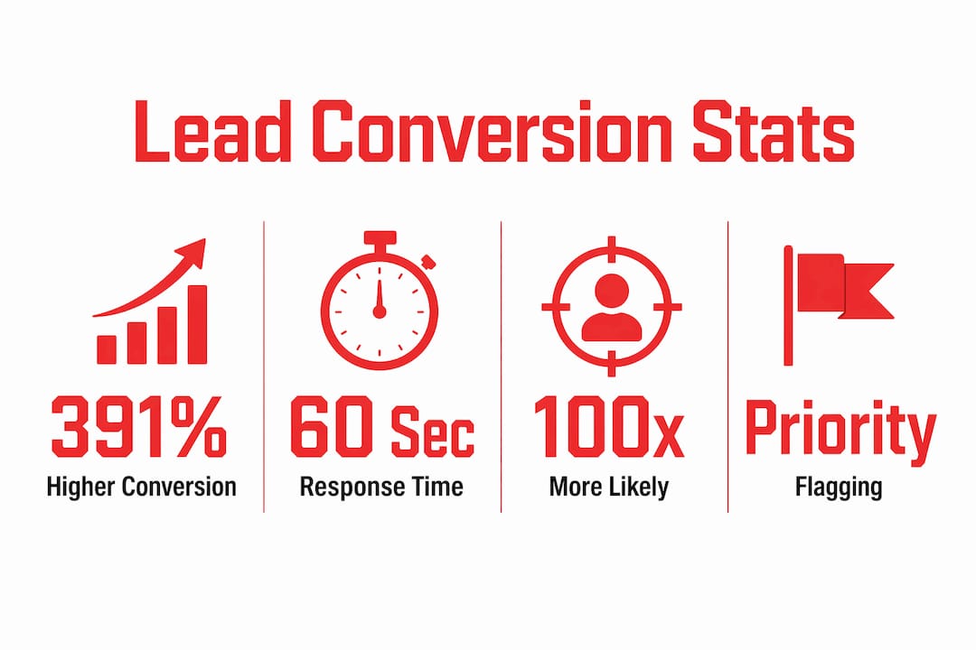 Infographic showing lead conversion statistics