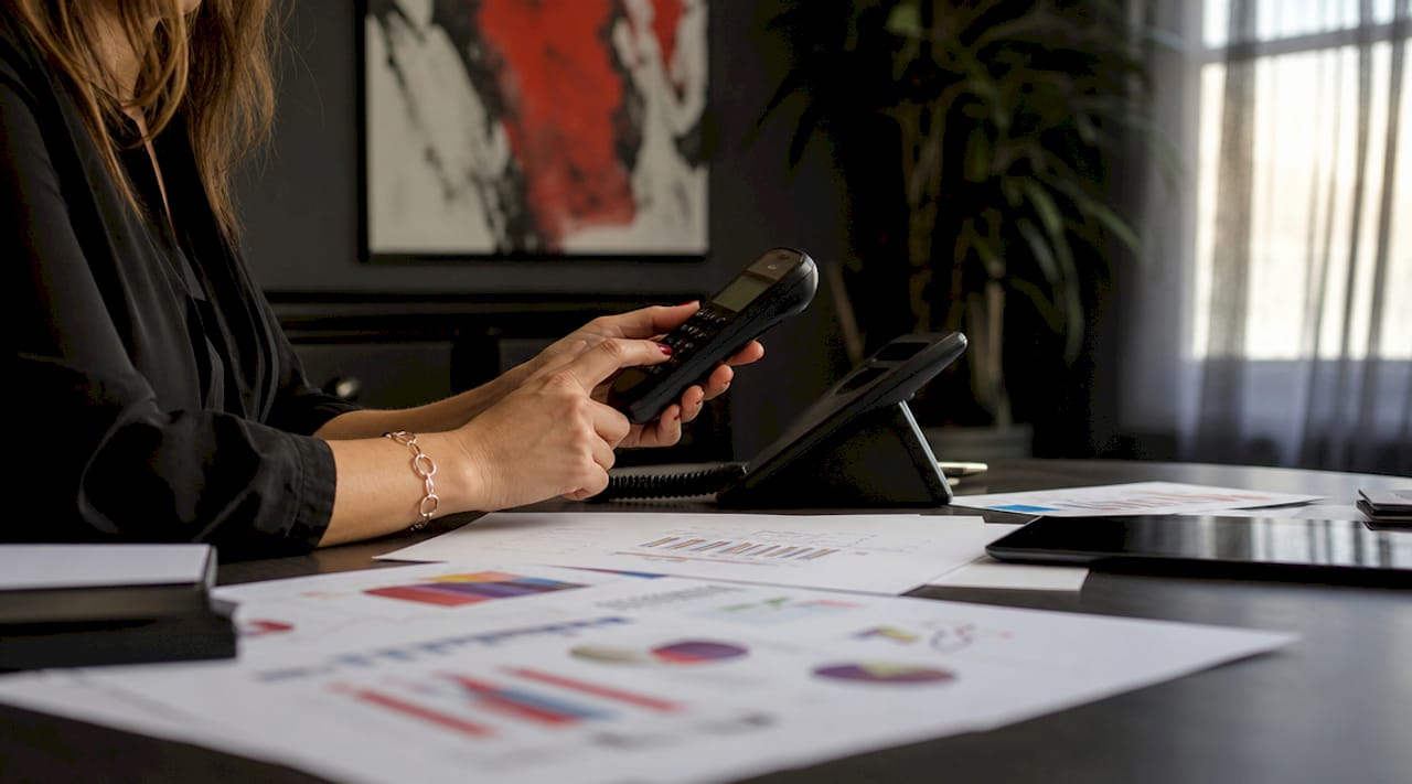 Close-up of call tracking on desk