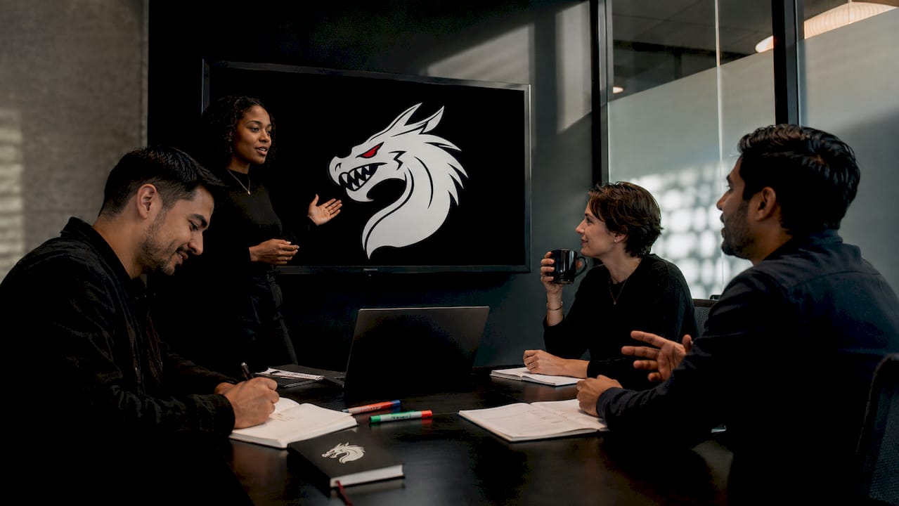 Team meeting in marketing office