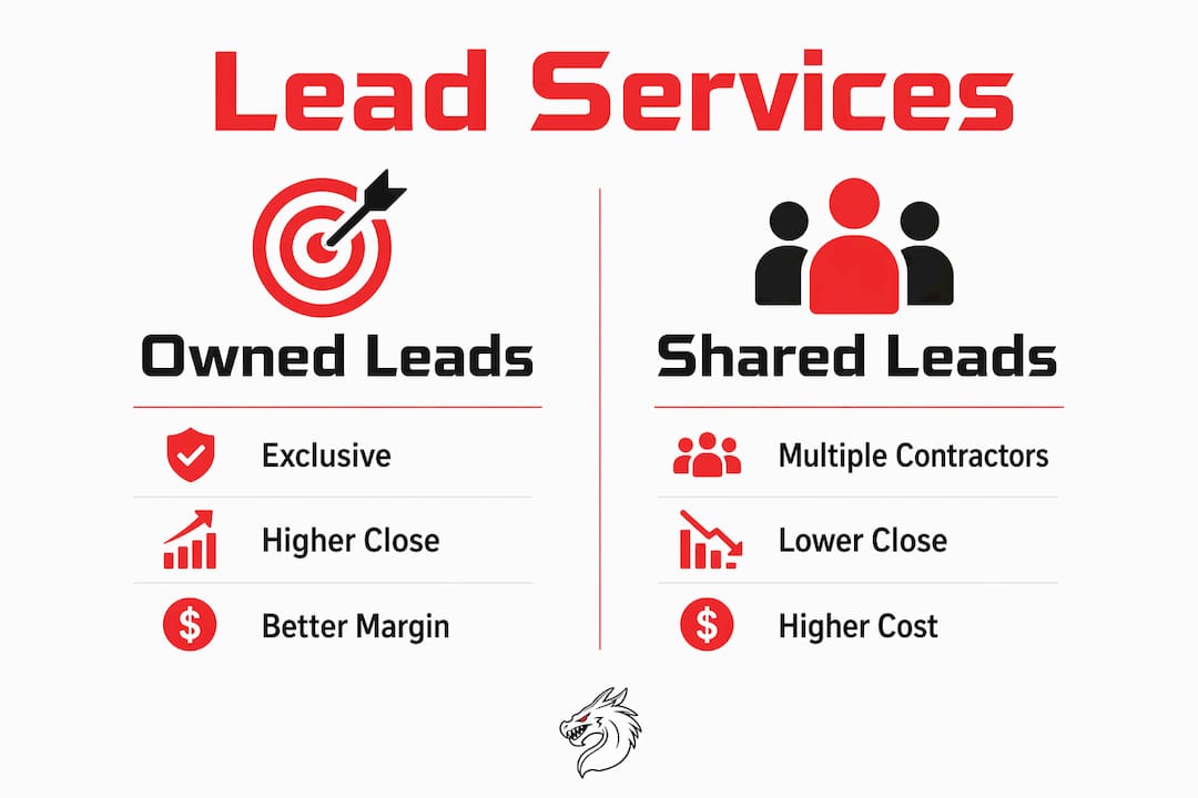 Infographic comparing owned versus shared lead services