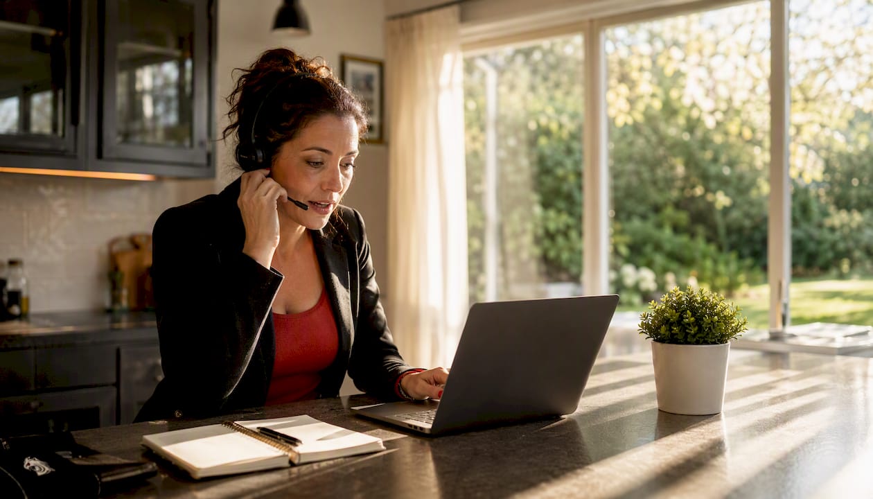 Call center agent confirming appointment