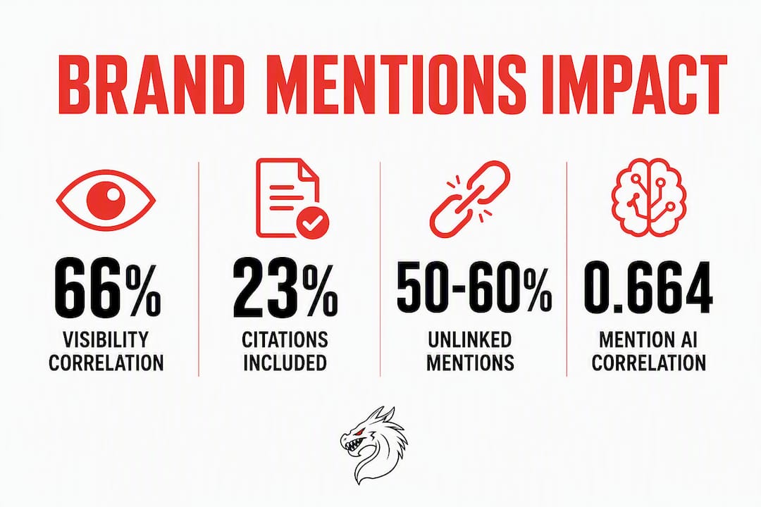 Infographic showing brand mentions and AI visibility stats