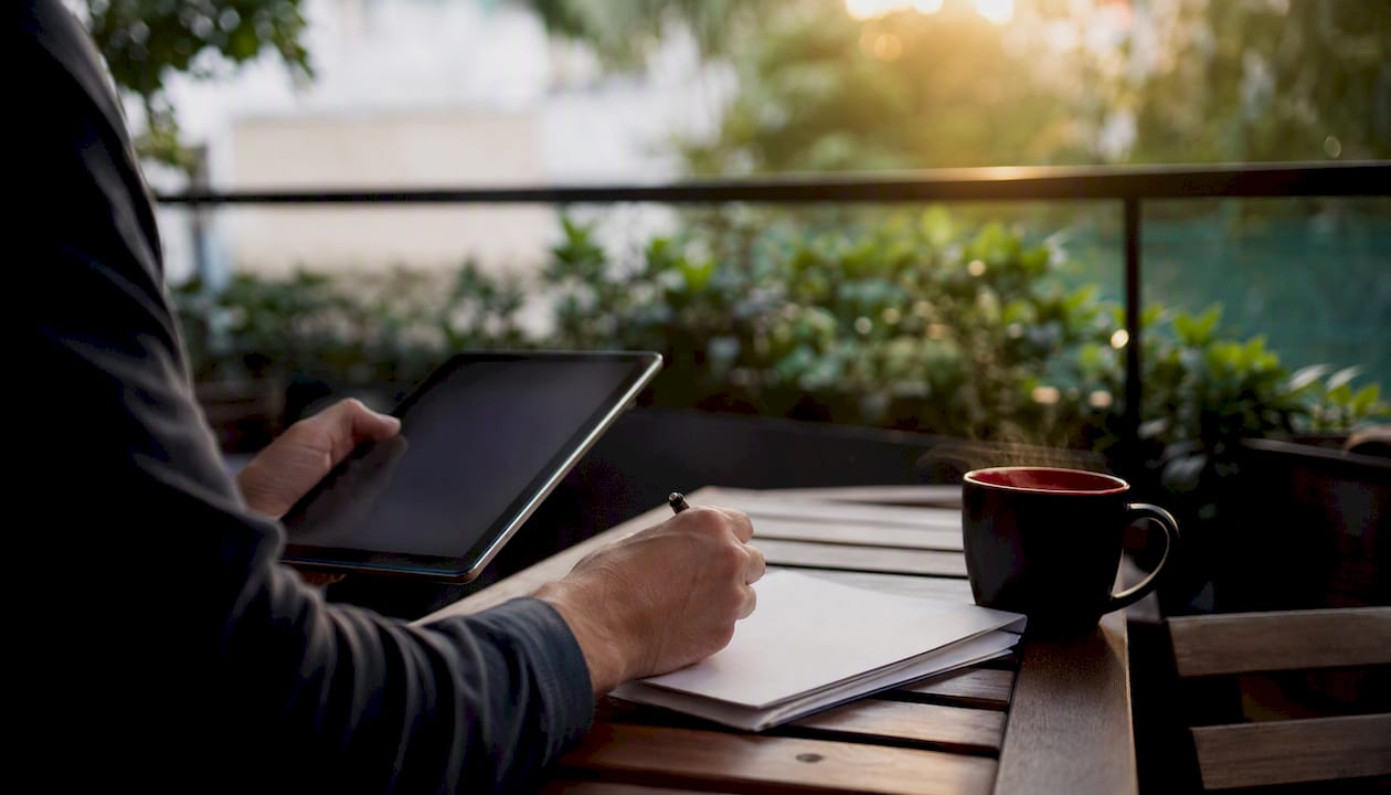 Hands using devices to run SEO technical tests