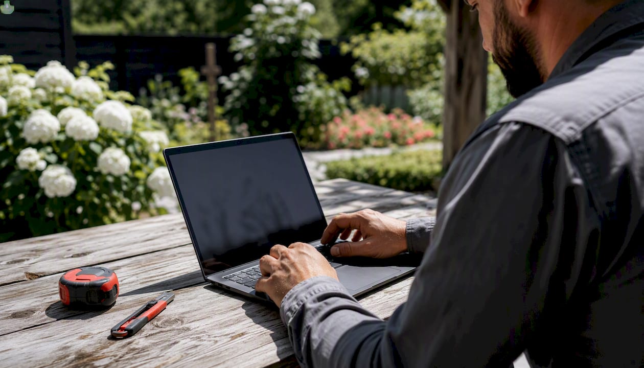 Contractor hands adjusting budget spreadsheet
