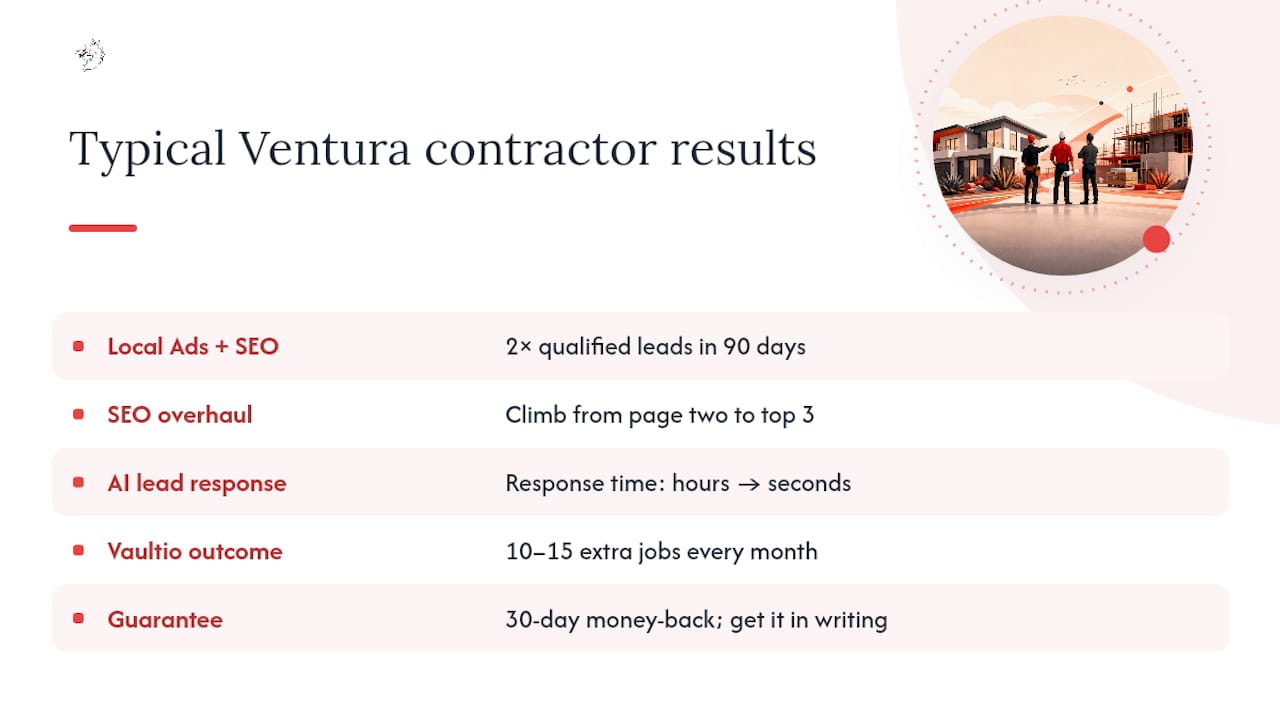 Diagram of marketing results for Ventura contractors