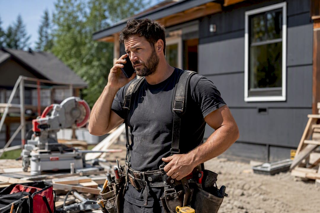 Contractor answering phone quickly at job site
