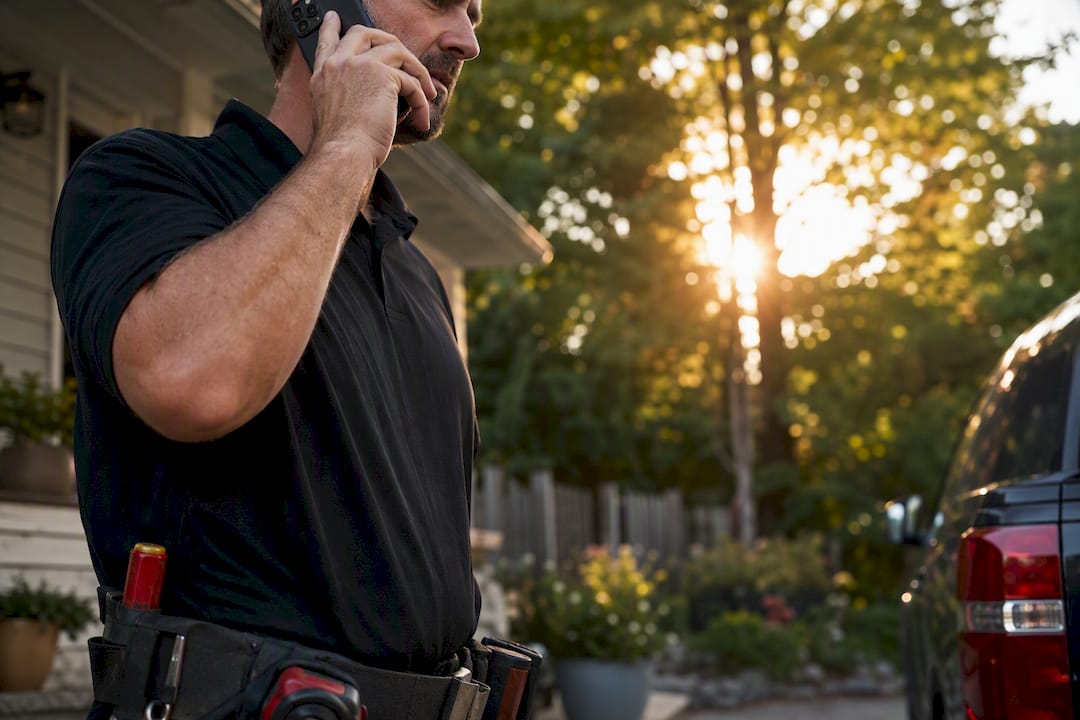 Contractor making emergency service call at home