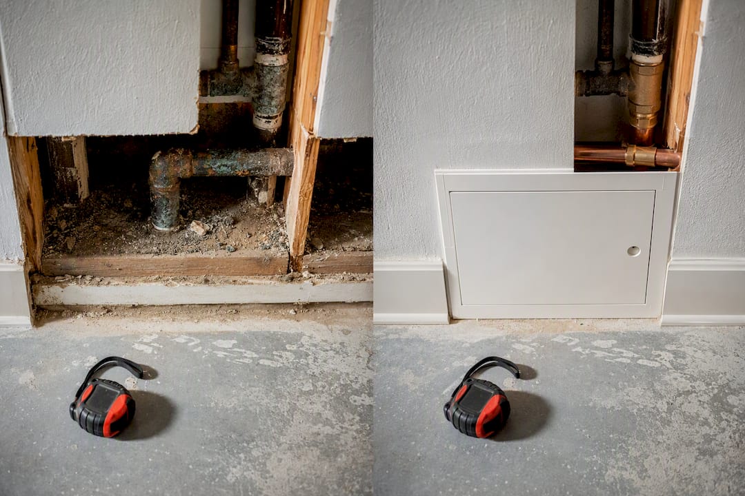 Before and after residential repair detail