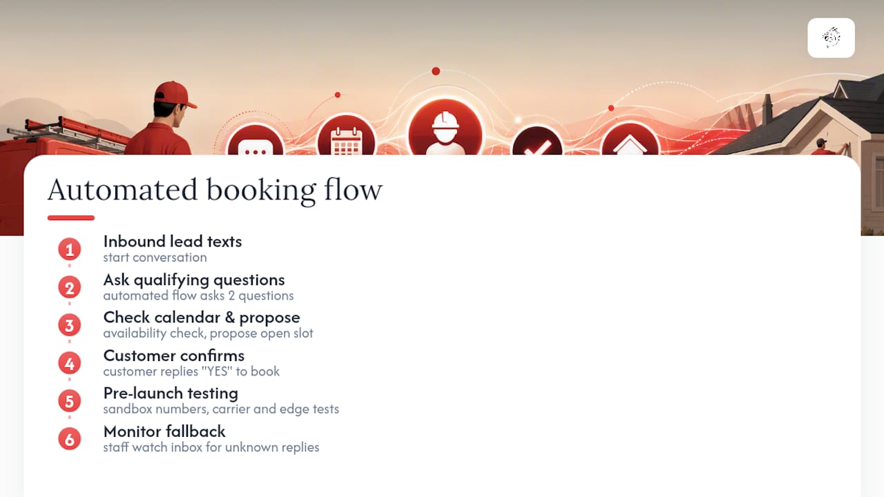 Four-step automated SMS booking workflow