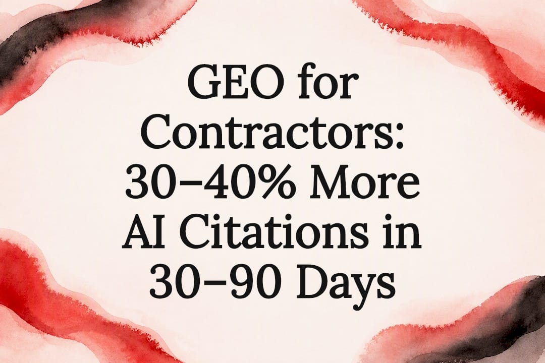 GEO for Contractors: 30–40% More AI Citations in 30–90 Days