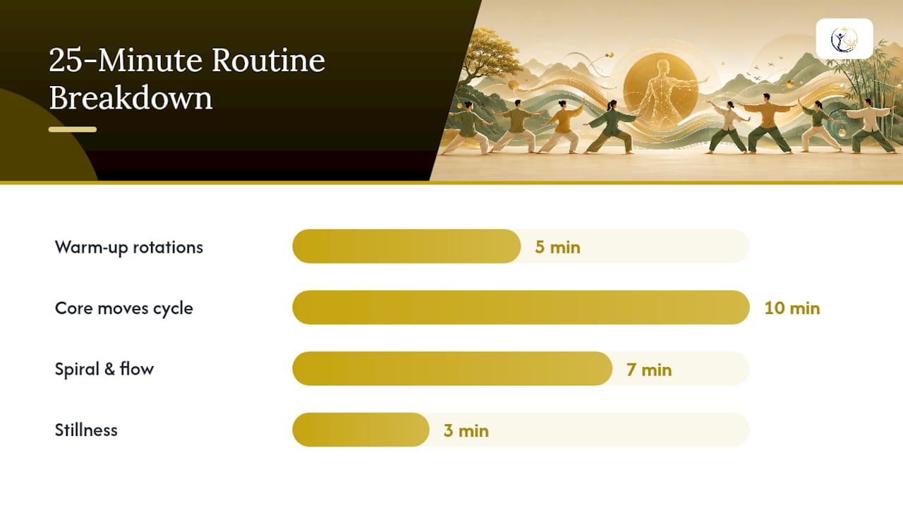 Four phases of a 25-minute qigong routine
