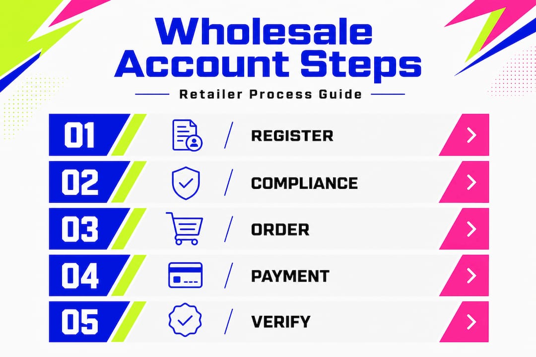 Infographic showing wholesale account process steps