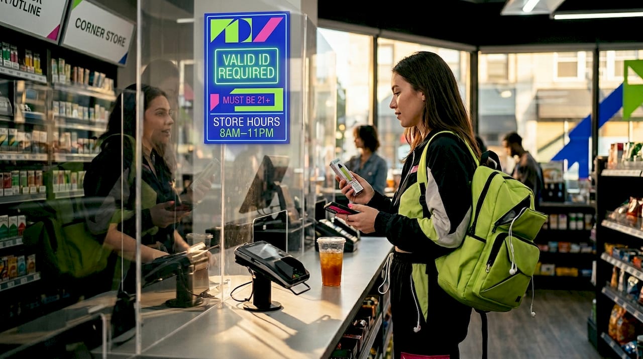 Customer purchasing disposable vape at store register