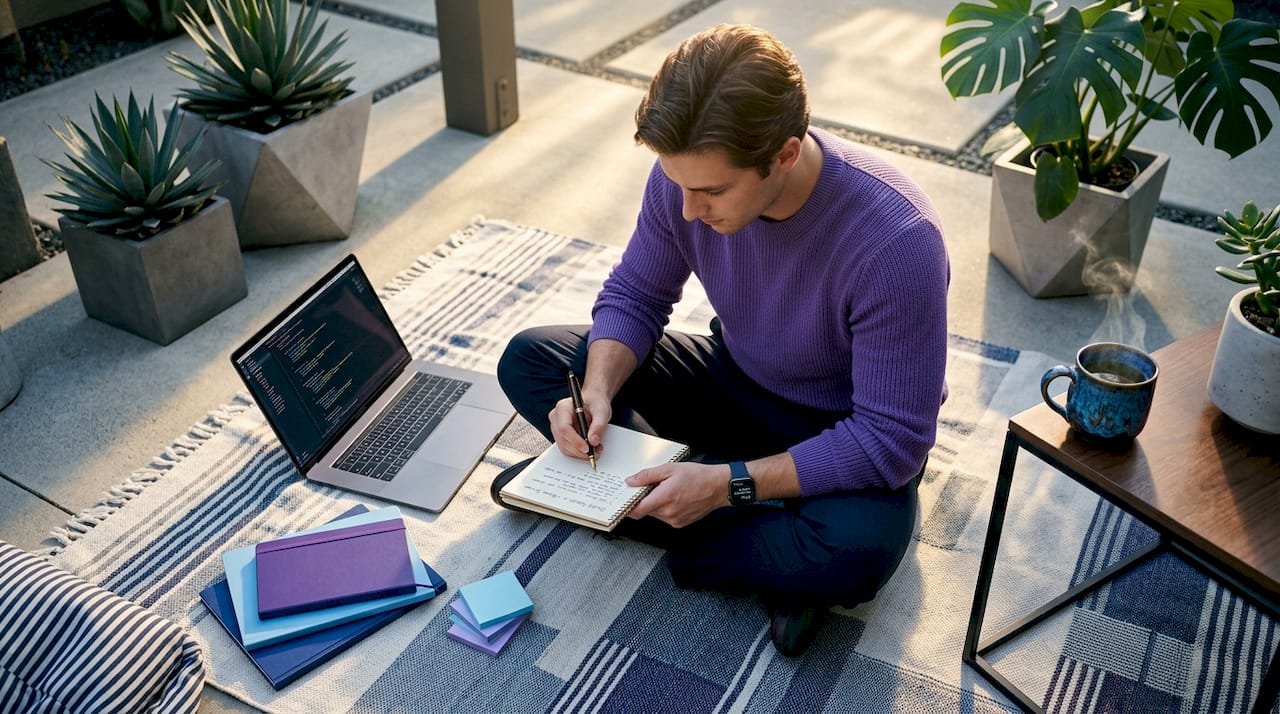 Man making personal asset inventory at home