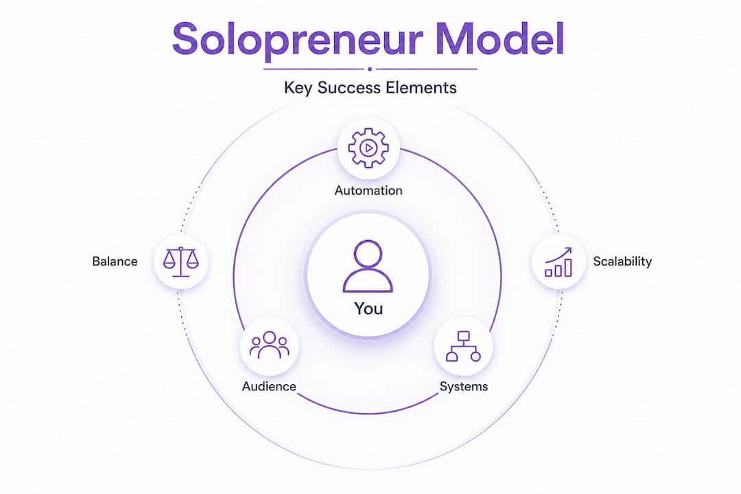 Hierarchy infographic of solopreneur business model