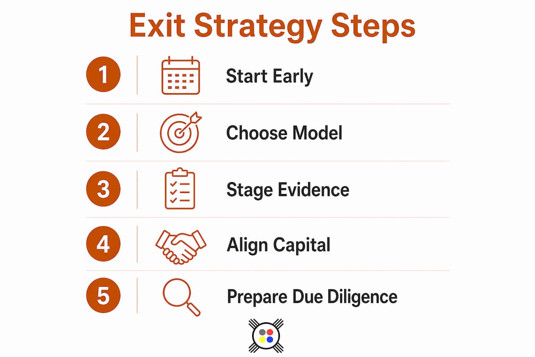 Infographic outlining deep tech exit planning steps