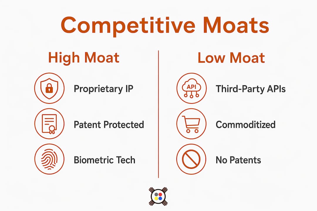 Infographic comparing competitive moats in hardware ventures