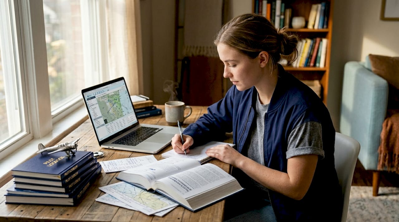 Aspiring pilot studying certificate requirements