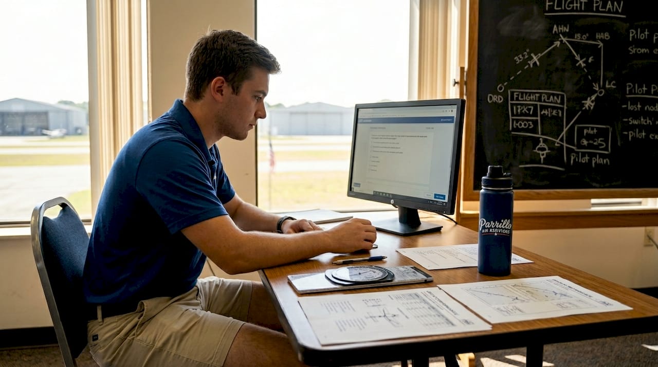 Pilot student taking FAA knowledge test exam