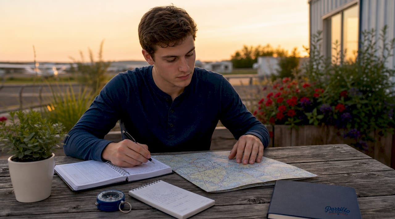 Student pilot planning solo cross-country flight
