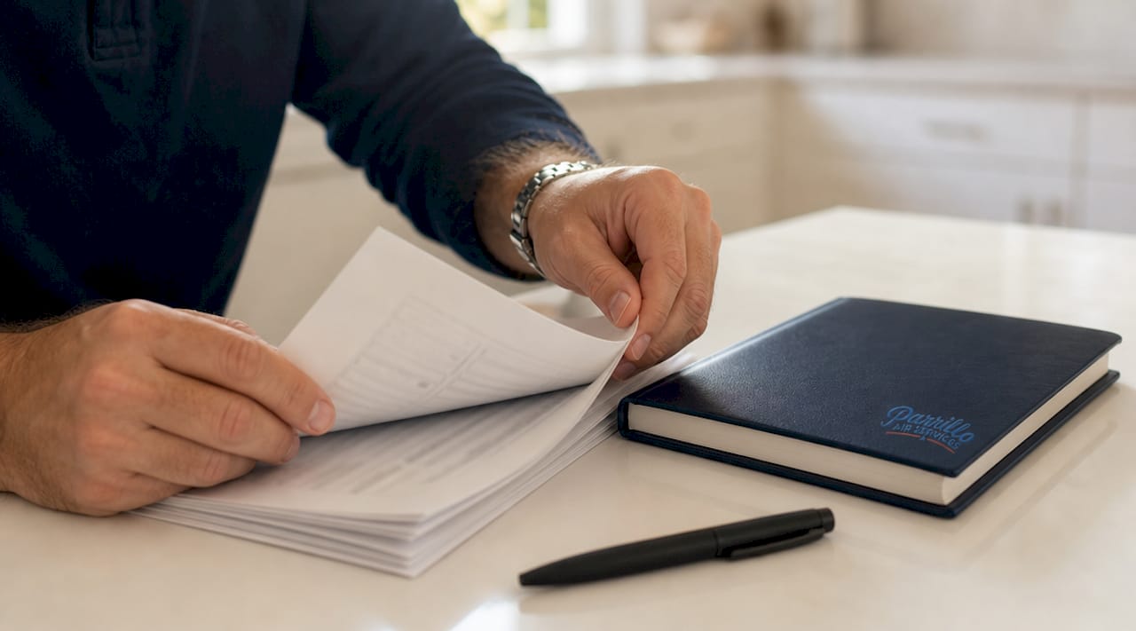 Hands holding printed FAA pilot syllabus document