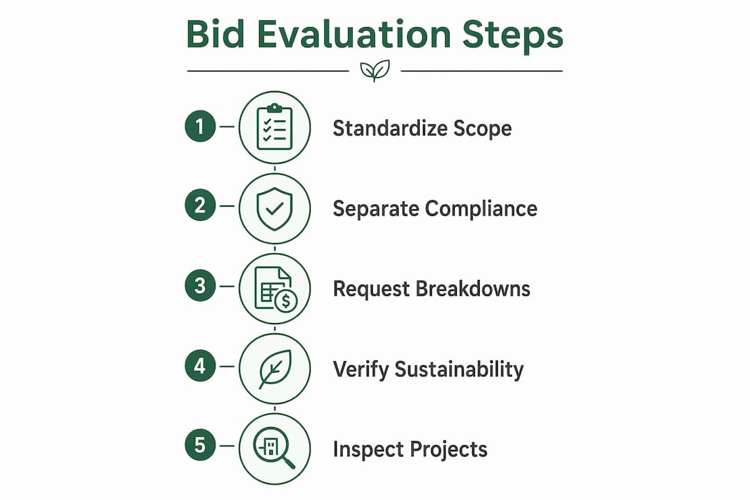 Infographic showing steps to evaluate paving bids