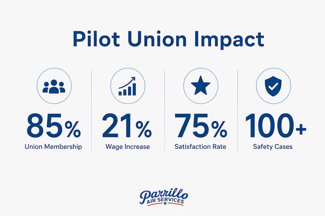 Infographic showing key pilot union impact statistics