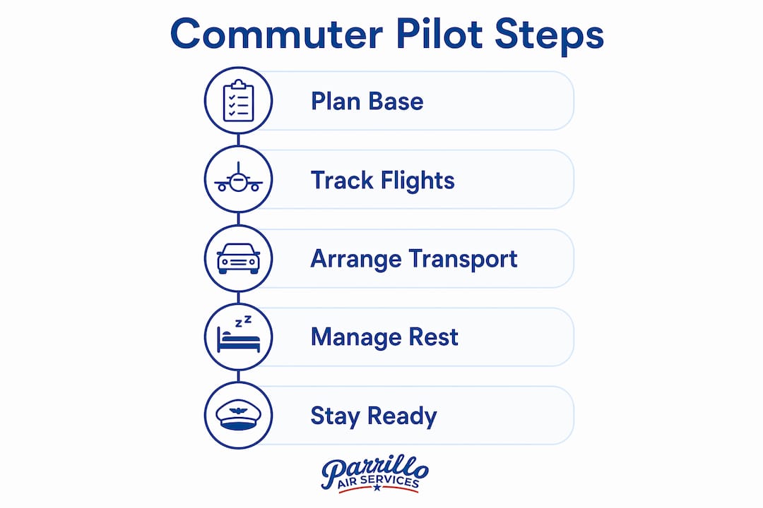 Infographic showing commuter pilot logistics steps