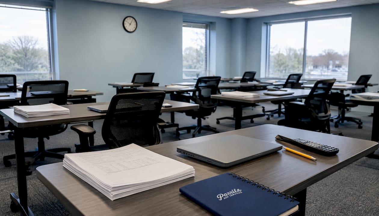 FAA testing center exam room empty