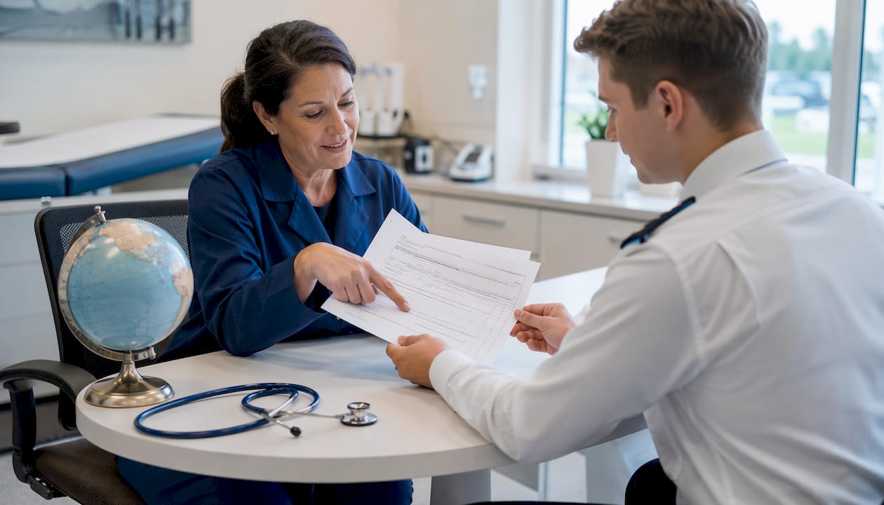 Pilot and AME discussing medical records