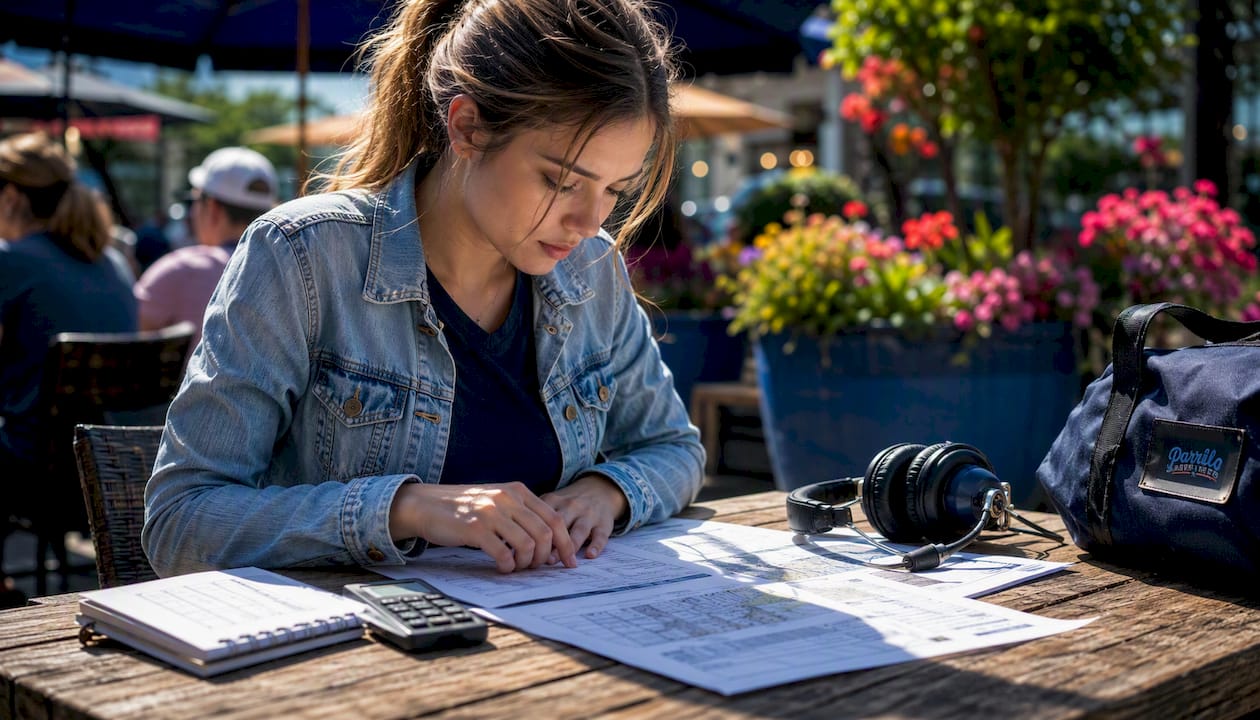 Student pilot reviewing fuel briefing documents