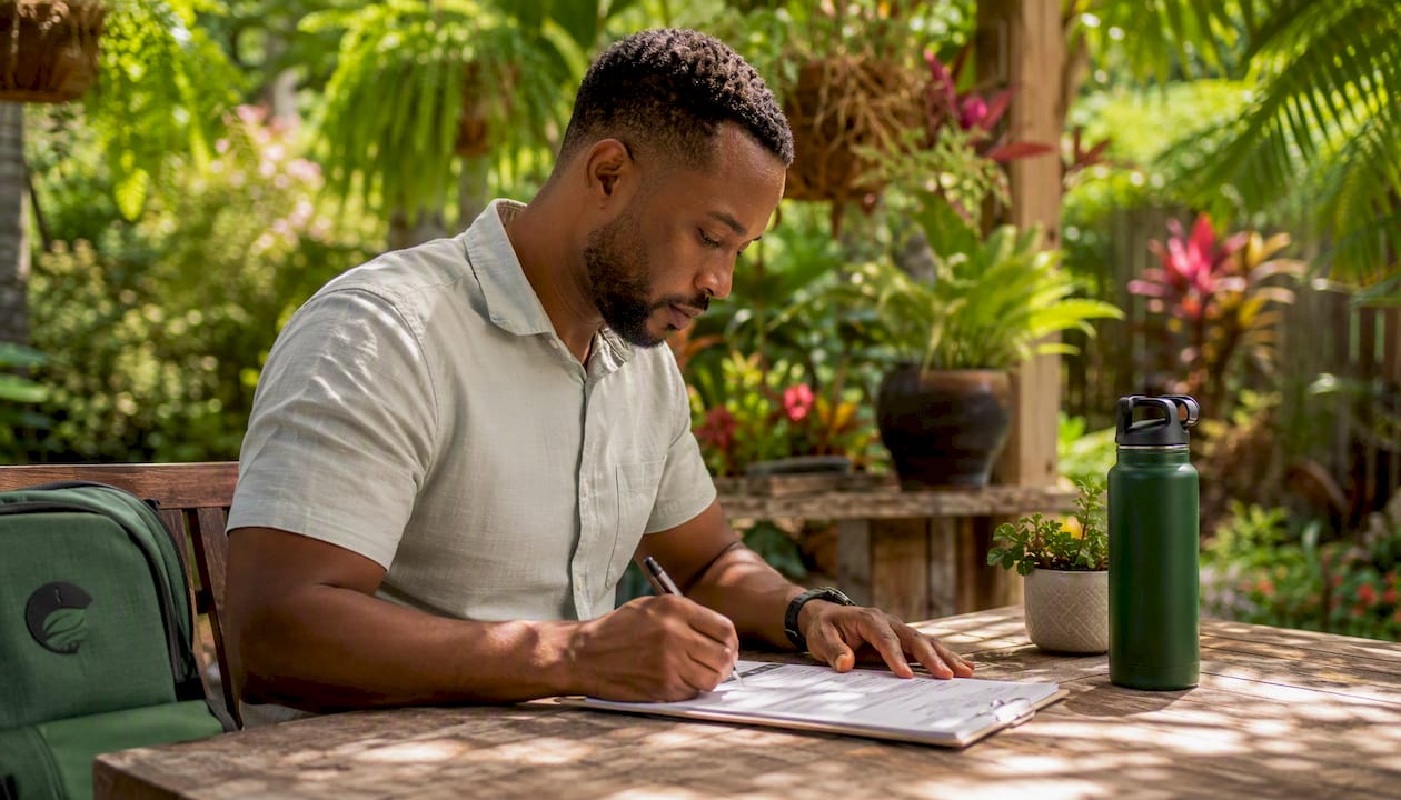 Hands completing HOA inspection checklist