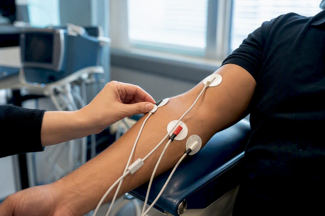 Pilot arm with EKG electrodes attached