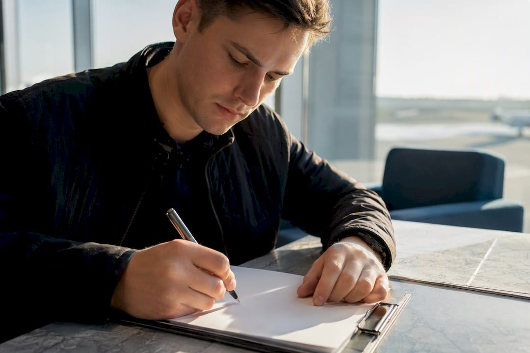 Pilot filling FAA medical exam form
