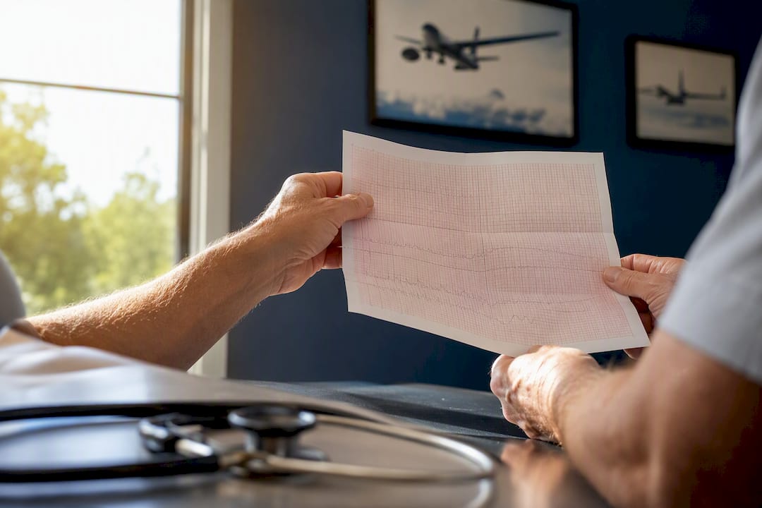 Doctor's hands reviewing stress test report