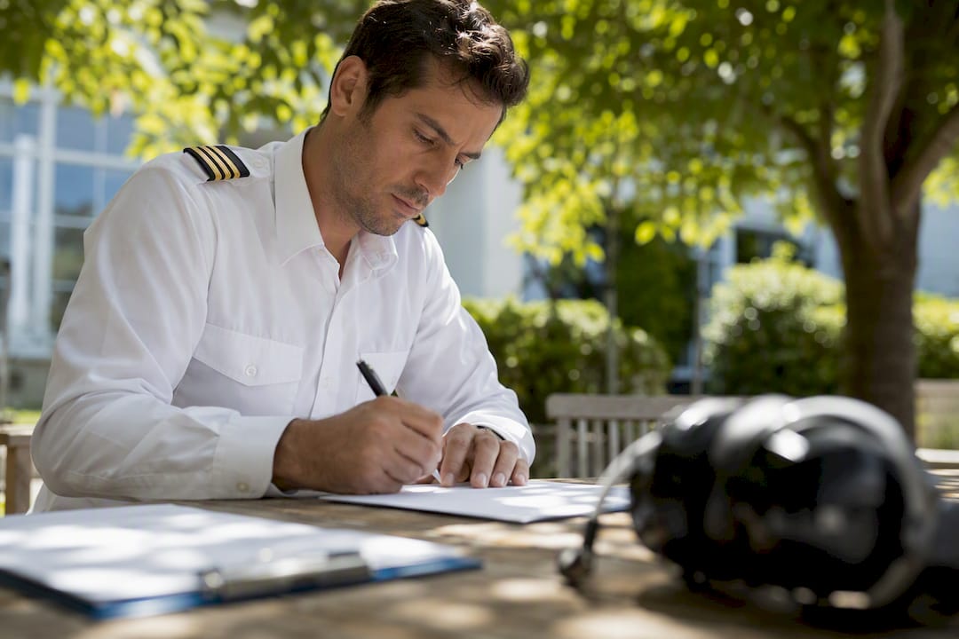 Pilot filling FAA medical application form