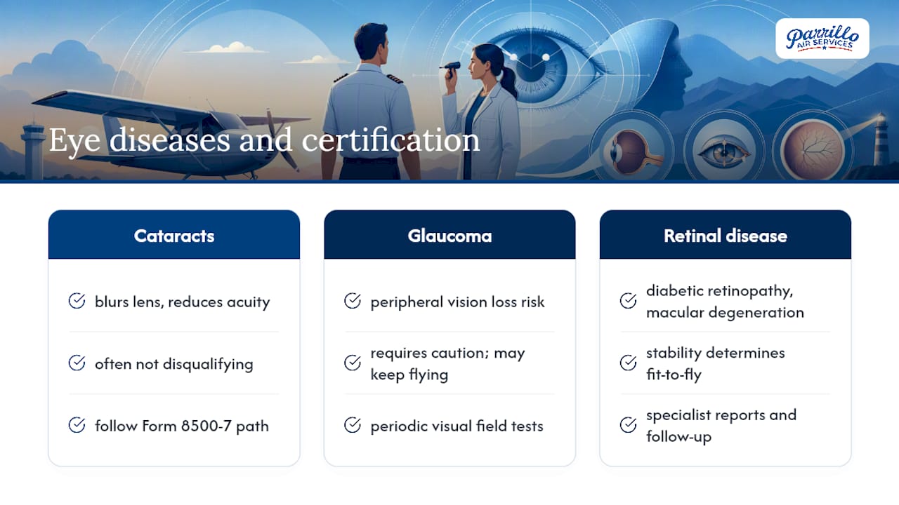 Cataracts, Glaucoma, and Other Disqualifying Diseases — overview diagram