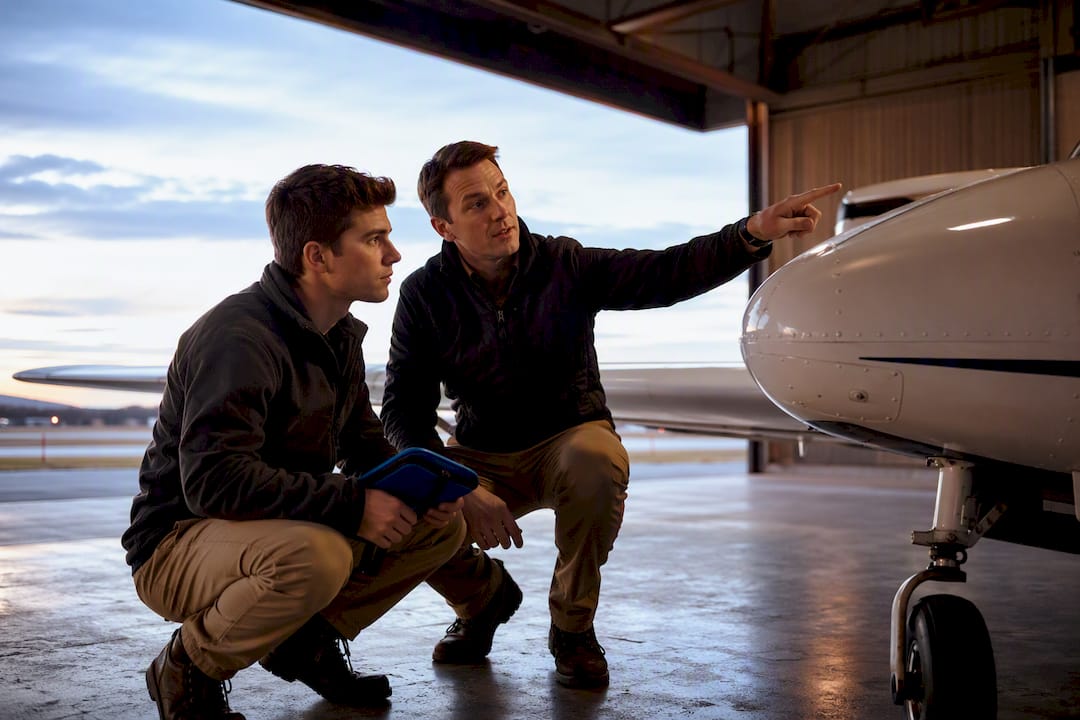 Student and instructor preparing for flight training