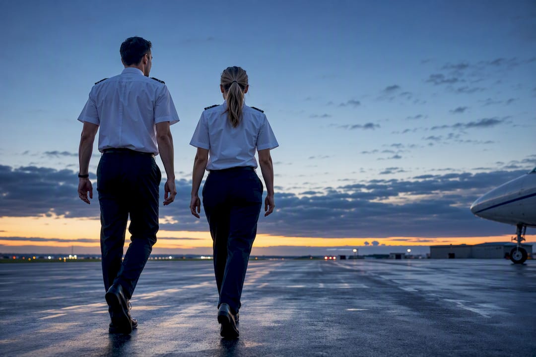 Aspiring pilots approaching training airfield