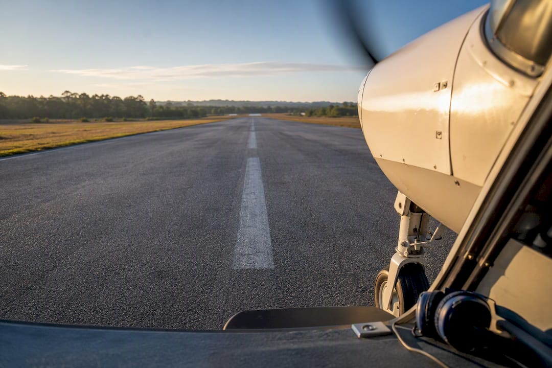 Student pilot beginning short field takeoff