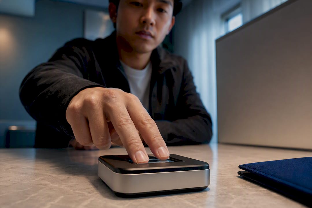 Flight student completing biometric identity verification