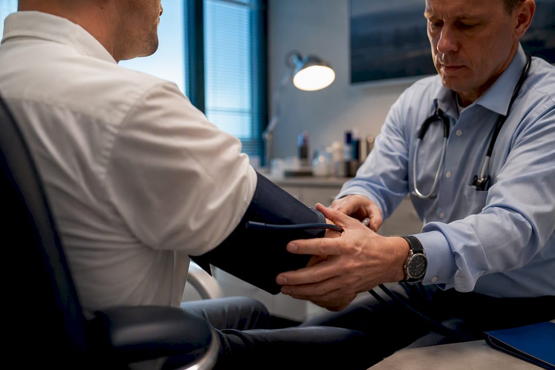 Pilot receiving FAA medical examination
